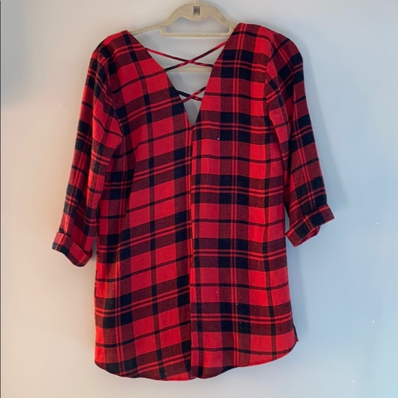 ASOS Red and Black Plaid Top - Picture 2 of 10